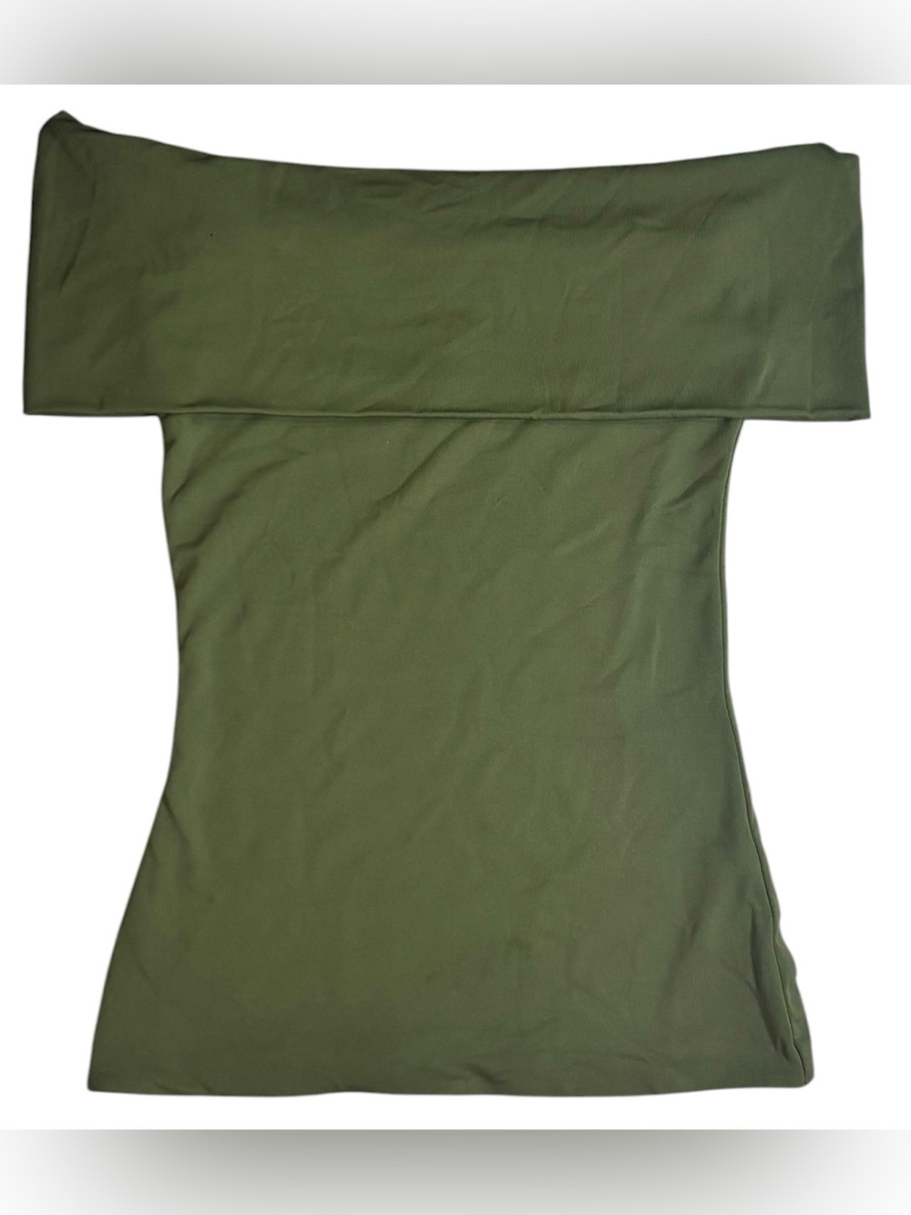 Aritzia Contour Olive Off Shoulder Sculpt Knit Top XS Green Stretch Fitted